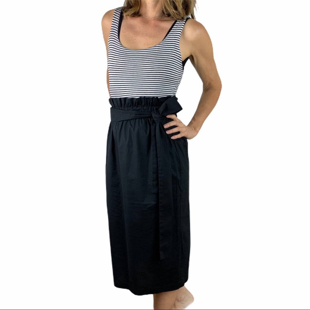 Who What Wear Midi 'Paperbag Waist' Skirt S Black